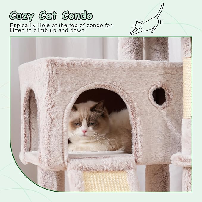 Cat Tree, 41.3" Cat Tower for Indoor Kittens with Scratching Board and Posts, Multi-Level Cozy Cat Condo with 2 Perches, Hammock, Balls, Mushroom GCT005SMU