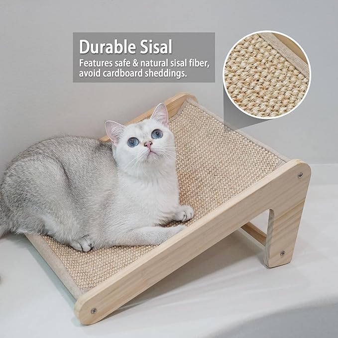 PETKARAY Cat Scratcher, Sisal Scratching Ramp, L Shape Scratch Pad for Indoor Cats, Kitten Wall Furniture Protector Small