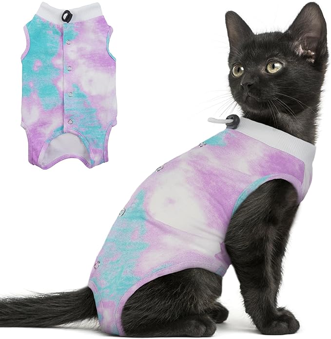 PUMYPOREITY Cat Recovery Suit for Surgery and Skin Diseases - Alternative to Cone of Shame, Female Spay Surgical Suit, Purple, M