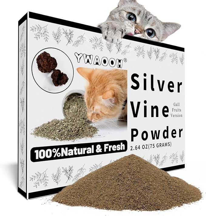 Cat Toys - Silvervine Powder 75g with 5 Little Pouches (Upgrade), Catnip Alternative, 100% Natural Silver Vine Gall Fruit Powder, Matatabi Cat Toy, Suitable for All Cat Ages