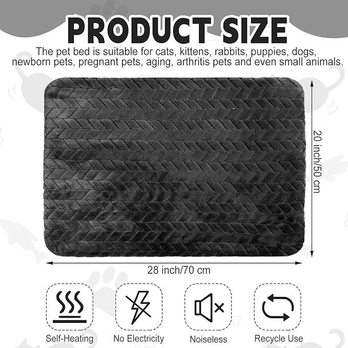 4 Pack Self Heating Cat Pad 16 x 20 Inch Self Warming Cat Bed Non Slip Warm Dog Pad Mat Washable Pet Kennel Crate Bed Mat for Indoor Outdoor Pets(Black,20 x 28 Inch)