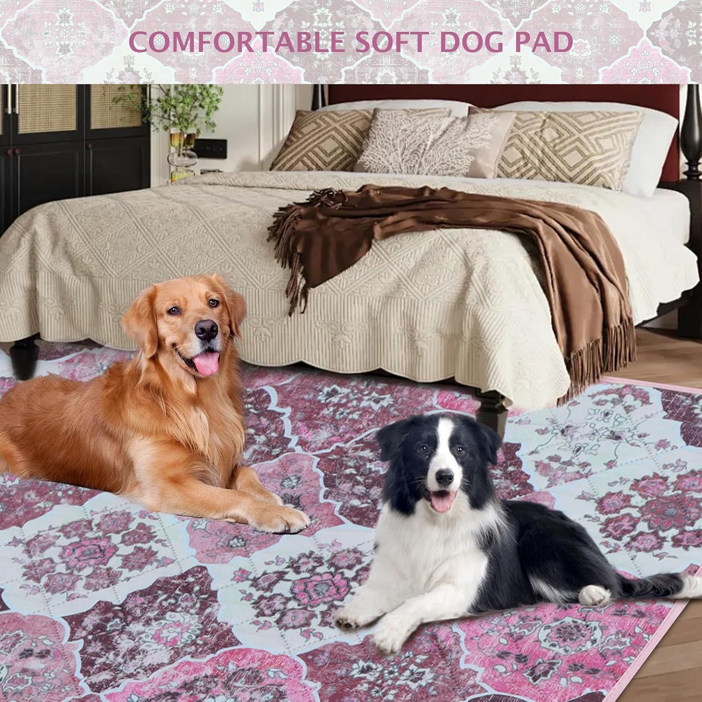 IEUUMLER Washable Pee Pads for Dogs, 2 Pack Reusable Pee Pads for Dogs Non-Slip Grip, Super Absorbent Waterproof Puppy Pads for Potty Training, Playpen, Crate, Whelping Box EU011 Pink, 41x41