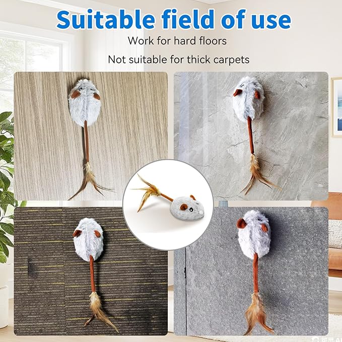 APP & Bluetooth Remote Control Cat Toy - Auto Moving, USB Rechargeable Interactive Mouse Toy for Indoor Cats - Gray