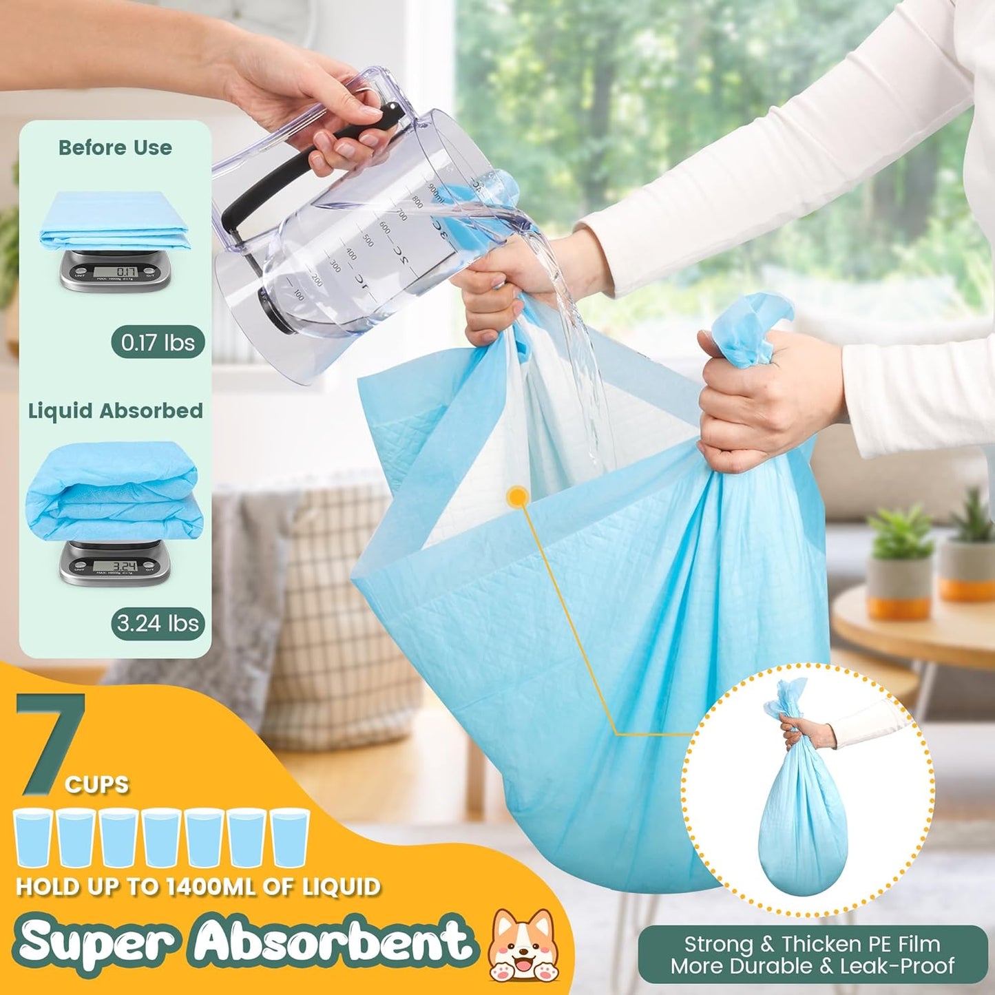 100 Count Extra Large Dog Pee Pads 28" x 34", Super Absorbent X-Large Puppy Pads Disposable Training Pads for Dogs, Quick Drying Leak-Proof Dog Potty Pads for Doggies Puppies