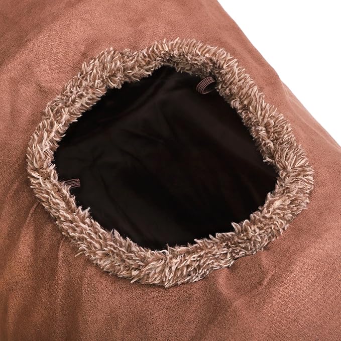 ZENFUN 51"x 12" Collasiple Cat Play Tunnel, Cats Tubes and Tunnels, Cat Foldable Hide and Seek Tunnel Toy, Brown Suede Pet Tube Toy for Rabbits, Ferrets, Puppy, Diameter 12 Inch