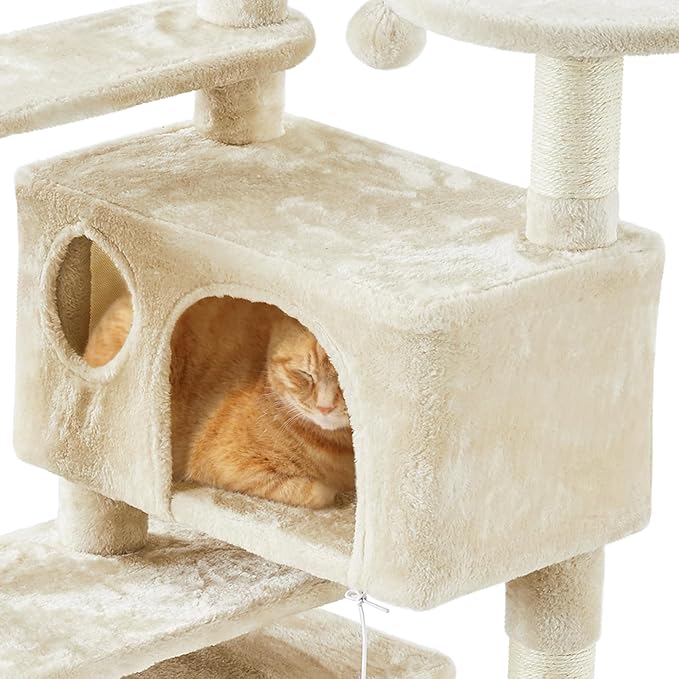 Topeakmart 57 inches Multi-Level Cat Tree Cat Condo with Scratching Posts Kittens Activity Tower Pet Play House Furniture