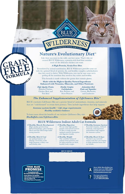 Blue Buffalo Wilderness High Protein, Natural Adult Indoor Dry Cat Food, Chicken 15-lb