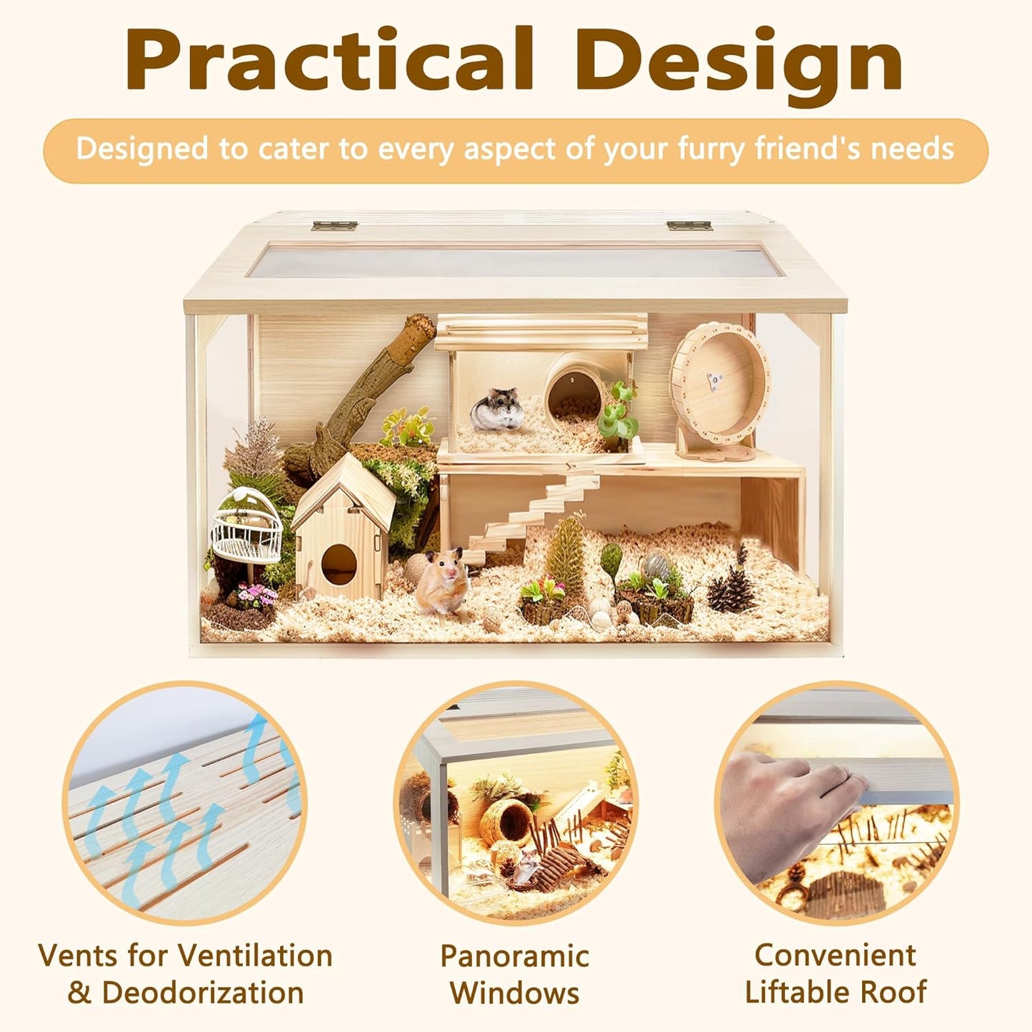 Prolee Hamster Cage Chew Proof, Mice and Rat Habitat Openable Top with Acrylic Sheets, Hamster Habitat Solid Built (24”L x 16" W x 16" H)