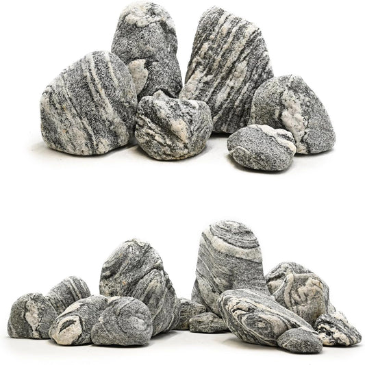 Natural Aquarium Rocks Silver Seiryu Rock Decorative Stone for Aquariums and Terrariums Animal Feeding Box, Micro Landscape, Stone Landscape and Bonsai.(10lb 2-7inch 5-6Pcs)