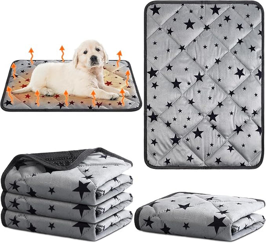 Namalu 4 Pack Self Warming Cat Bed Self Heating Cat Mat Star Pattern Soft Dog Crate Pad Thermal Pet Mat Anti Slip Kennel Washable Dog Warming Bed for Outdoor Indoor(20 x 27.5 Inch,Rectangle)