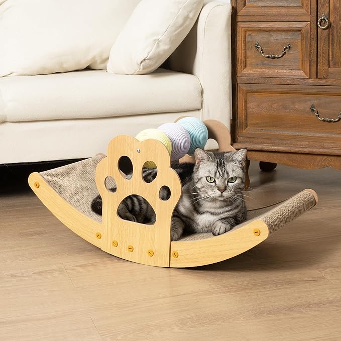 Meowoou Cat Scratch Pad, Cat Lounger Scratcher with Colorful Sisal Balls, Scratching Post Board Kitten Toys for Indoor Cat Stuff Like House Bed Hammock Couch Chair