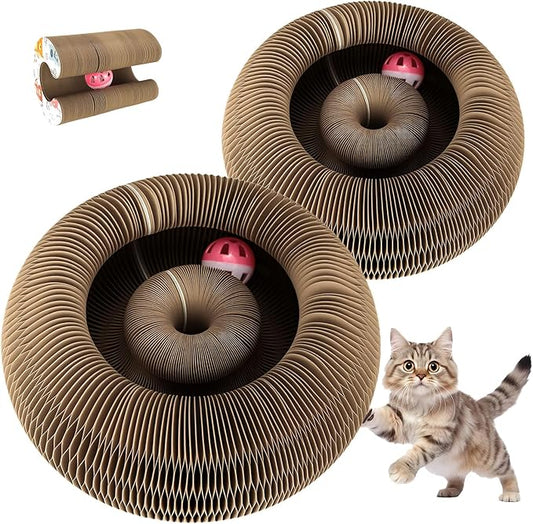2PACK Kitty Kurlz Cat Toy, Magic Organ Cat Scratching Board with a Ball, Snufflepaw Accordion for Cats, Interactive Recyclable Scratching Pads for Indoor Cats