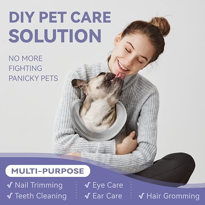 Dog Grooming Hammock Harness for Dogs & Cats with Pet Nail Clipper Trimmer - Cat Hanger Sling for Trimming Clipping Nails- Dog Hammock Restraint Bag for Small Medium Large pet （ Grey M ）