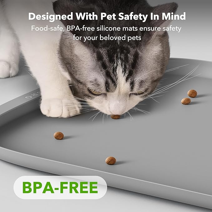 PETLIBRO Pet Mats for Dogs and Cats, Extra Large Dog Bowl Mat for Feeder or Fountain, Non-Slip Waterproof Pet Feeding Mat for PLAF103 Dual Tray, PLAF109, PLAF203 Dual Tray, PLAF301, 22''x16.5''