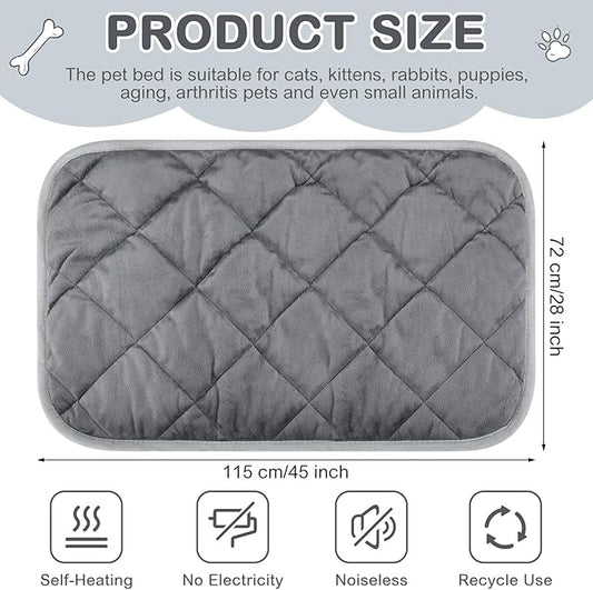 4 Pack Self Heating Cat Pad Self Warming Dog Mat Reflects Body Heat Extra Warm Thermal Pet Pad Washable Dog Cat Bed Crate Bed Mat Blanket(Gray,45 x 28 Inch)