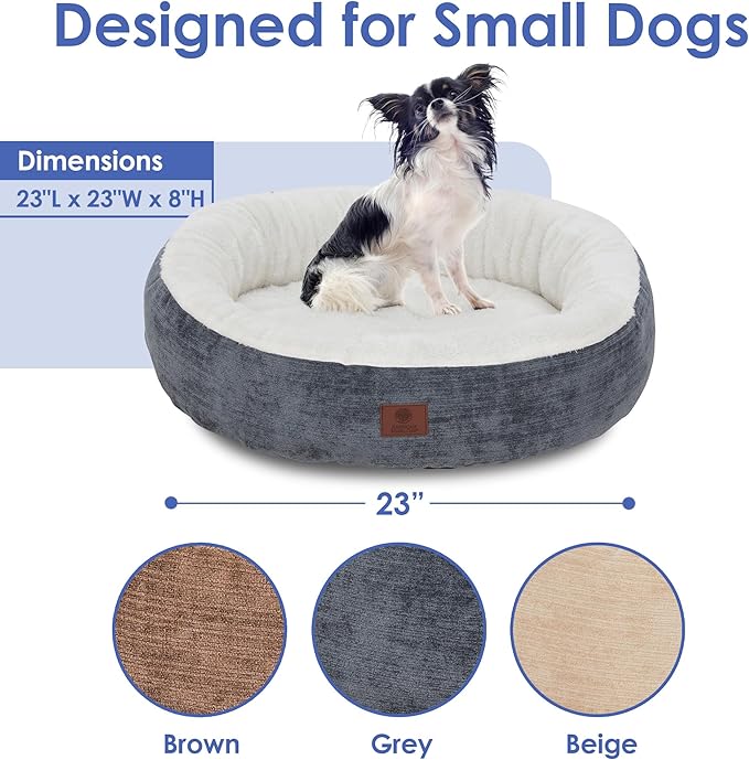 AMERICAN KENNEL CLUB 23" Mason Fabric Round Pet Bed - Stylish Washable Dog Bed with Non-Slip Bottom, Plush Sleeping Surface - for Cats, Small Breeds