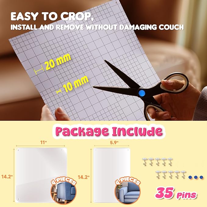 Cat Scratch Furniture Protector: 8 Pcs Couch Protectors Tape from Cats Claws Scratching Single Sided Clear Sticky Sheets Proof Clawing Sofa Corner Protection Cover Anti Scratch for Furniture