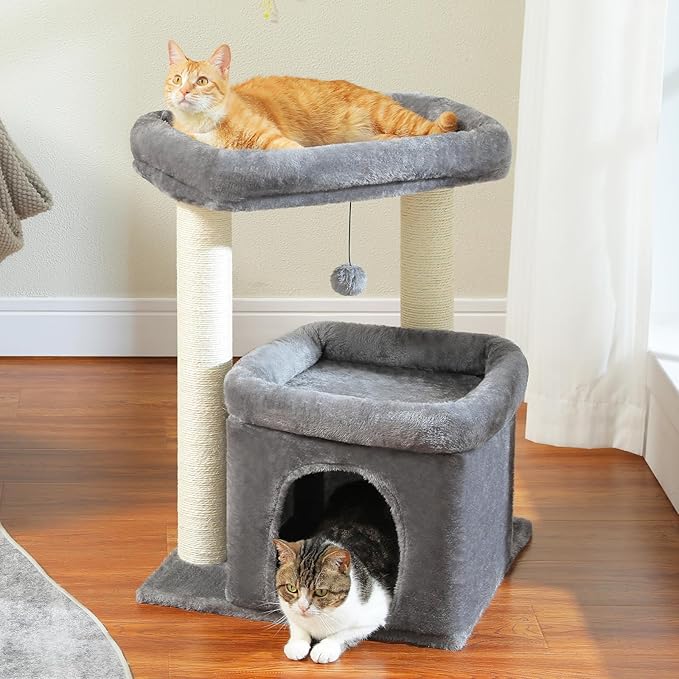 PEQULTI Cat Tree Cat Tower with Sisal-Covered Scratching Posts and Extra-Large Cat Perch Suitable for Small to Medium Cats