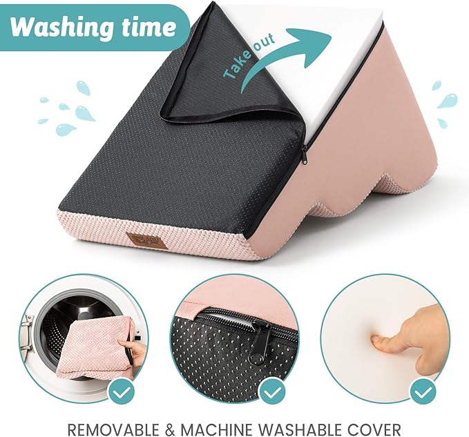 Dog Stairs for High Bed 22.6" H, Small Dog Step for Puppy, Older or Cat, Curved Ramp for Car, Ladder with High Density Foam, Lightweight, Durable, 15.7x33x22.6 inch, 5 Step, Pink