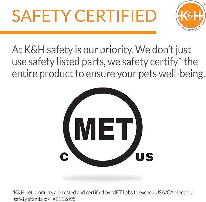 K&H Pet Products Bolster Heated Cat Bed for Indoor Cats, Thermo-Kitty Fashion Splash Orthopedic Foam Heated Pet Bed for Large Cats, Dogs, Waterproof Pet Heater, Safety Listed - Large 16 X 22in Blue