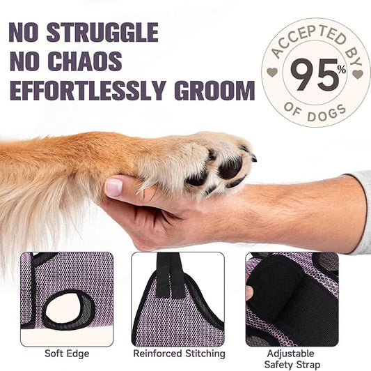 PAWCHIE Dog Grooming Hammock Harness for Dogs & Cats with Pet Nail Clipper Trimmer- Breathable Cat Hanger Sling for Trimming Clipping Nails-Dog Hammock Restraint Bag for Small Medium Large Dog, Pink M