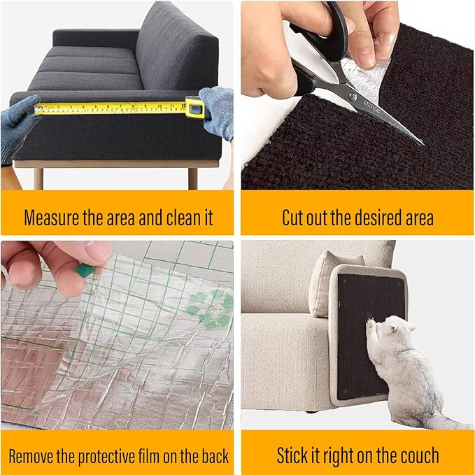 Cat Scratch Couch Furniture Protector, Adhesive Cat Scratch Pad Deterrent for Furniture, DIY Climbing Scratcher for Indoor Cats (Brown, 39.3x15.8 in)