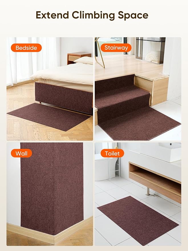 Cat Scratch Mat Furniture Protector, Eco-Friendly DIY Trimmable Self-Adhesive Cat Scratching Pad, Couch Wall Sofa Guard, Reusable Claw Scratching Protector 39.4"x15.8" (Brown)