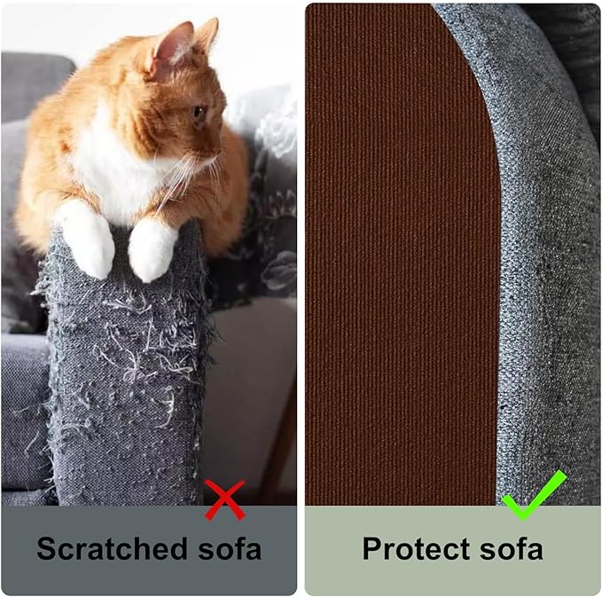 Cat Scratch Couch Furniture Protector, Adhesive Cat Scratch Pad Deterrent for Furniture, DIY Climbing Cat Scratcher Couch Protector from Cat Claws Scratching for Indoor (Brown,78.7x15.8In)