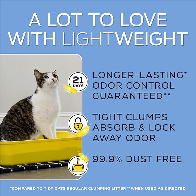 Purina Tidy Cats Lightweight 4-in-1 Strength Multi-Cat, Odor Control, Clumping, 99.9 Percent Dust Free Cat Litter - 12 lb. Box