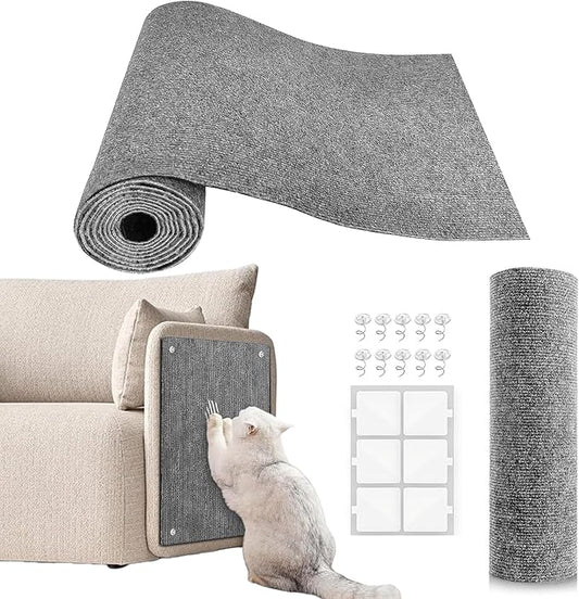 Cat Scratch Couch Furniture Protector, Adhesive Cat Scratch Pad Deterrent for Furniture, DIY Climbing Scratcher for Indoor Cats (Light Grey, 39.3x15.8 in)