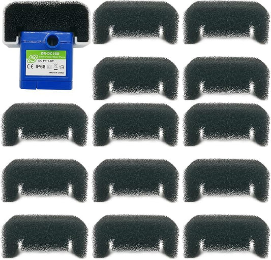 12 Pack Cat Water Fountain Sponge Filters, Replacement Foam Filters for 67oz/2L Pet Fountain 81oz/2.4L Stainless Steel Dog Drinking Fountain(Pump Not Included)