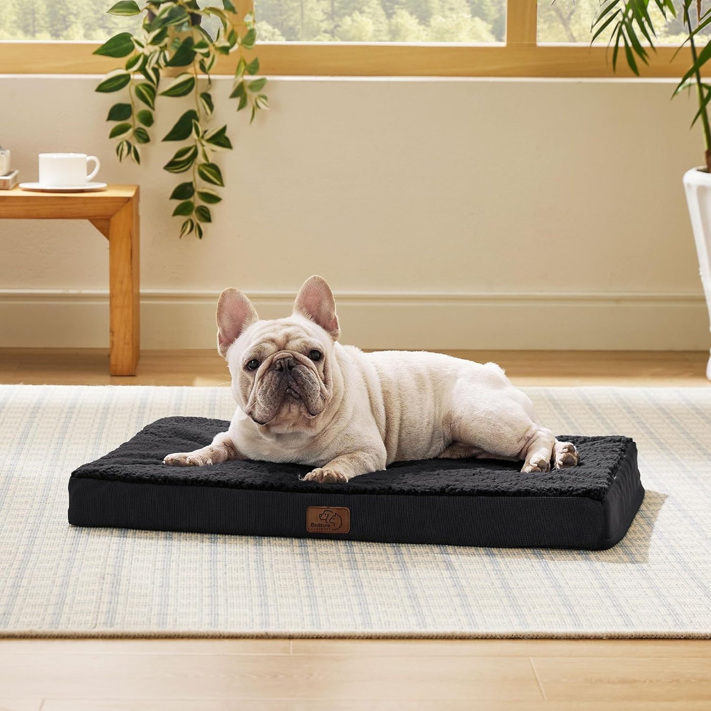 Bedsure Dog Bed Medium Size Dog - Orthopedic Waterproof Puppy Beds with Removable Washable Cover, Egg Crate Foam Pet Mat, Suitable for Pet Up to 35 lbs