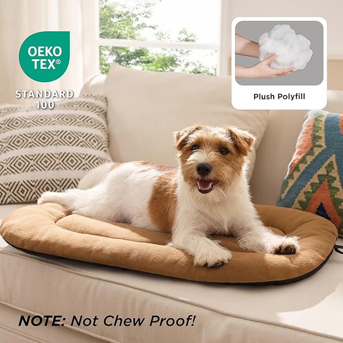 Bedsure Washable Dog Crate Pad for Medium Dogs, Anti-Slip Puppy Kennel Dog Bed for Crate - Ultra Soft Fleece Flat Thin Pet Mat (Not Chew Proof), Brown 29"x21"