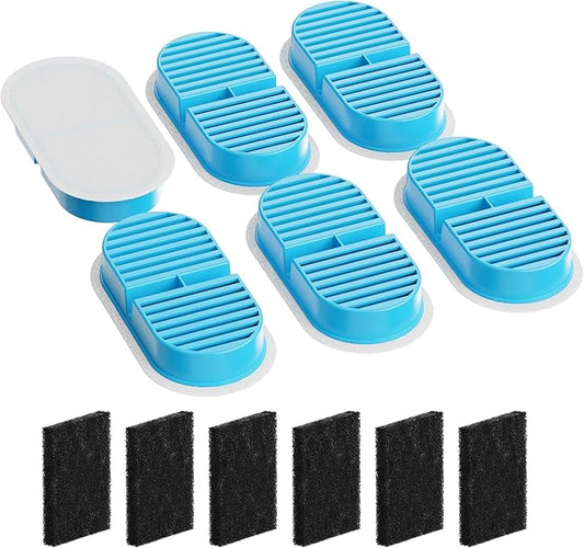 Cat Water Fountain Filters: 12 Cat Fountain Filters Replacement for TOONIOOS W2 - Pet Fountain Filters - 3 Months Set of Pet Water Fountain Filter - 6 Carbon Filters + 6 Sponges Filters
