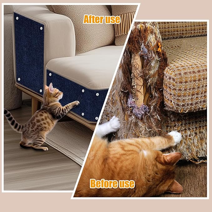 Cat Scratch Mat,118.5"x17.4" Trimmable Self-Adhesive Cat Scratch Furniture Protector, Sticky Cat Scratcher Wall Mat, Covering Cats Tower, Couch Protector from Cats Claws (Dark Blue)