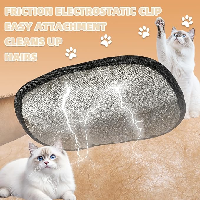 Pet Hair Remover Gloves for Cats & Dogs, Electrostatic Pet Hair Removal Gloves Brush for Pets Hair, Reusable Cats & Dogs Grooming Gloves for Hair Removal，Pet Hair Remover for Furniture