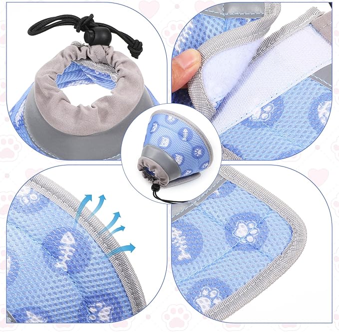 Cat Cone Collar After Surgery Soft to Stop Licking Lightweight Kitten Recovery Collar Comfortable Water Resistant Dogs Collars Adjustable Foldable Elizabethan Collars for Small Large Cats