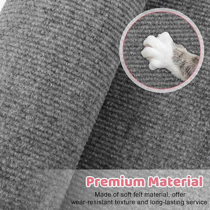 Cat Scratching Mat Self-Adhesive, 78.7"x15.8" Trimmable Cat Scratch Furniture Protector, Durable Cat Scratch Pad for Couches, Cat Trees, Walls, Easy to Install for Cat Owners