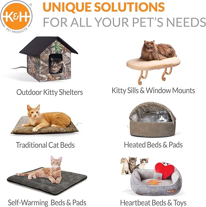 K&H Pet Products Thermo-Kitty Sleephouse Tan/Leopard Heated 17 X 15 X 13 Inches