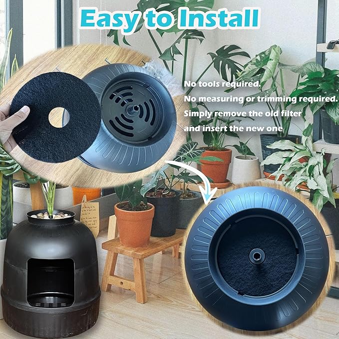 Cat Litter Box Replacement Filters for Lifewit Litter Box Cat, Activated Charcoal Filters Replacement to Absorb Odors and Litter Box Deodorizer for Hidden Enclosure Litter (12 Pack)