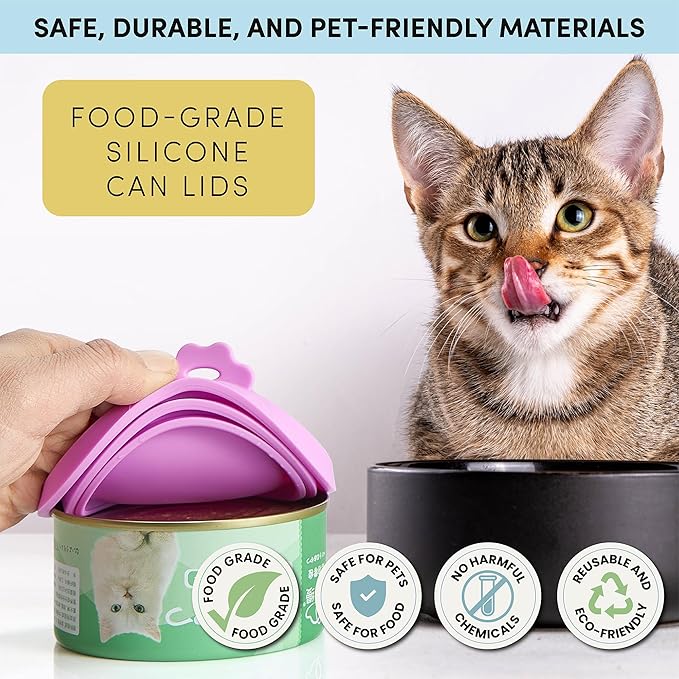 3 Pack Universal Pet Food Can Covers Lids - One fit 3 Standard Size Cans for Cats and Dogs Food Cans - Easy to Clean - Safe Silicone - Forest Ember