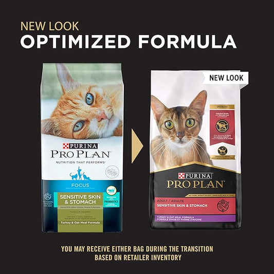 Purina Pro Plan With Probiotics, Sensitive Skin & Stomach, Natural Dry Cat Food, Turkey & Oat Meal Formula - 12.5 lb. Bag
