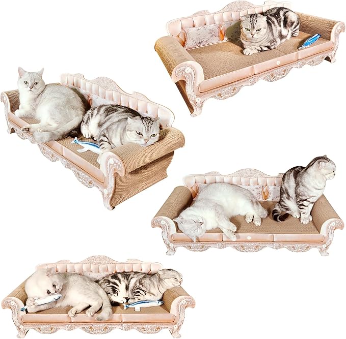 Extra Large Sofa Shaped Cat Scratcher Bed - 31.5 Inches Infinity Durable Corrugated Cardboard Cats Lounge, Modern Stylish Bed,Luxury Scratching Board Couch Scratcher,Protects Furniture