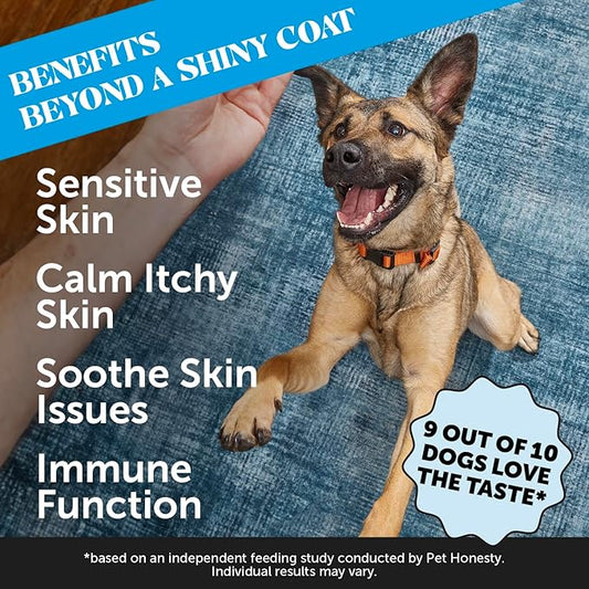 Omega Skin Health Chews for Dogs, Alaskan Salmon Oil, Omega-3 Fish Oil, Krill, Spirulina, Omega-3s, Healthy Skin & Coat, Itchy Skin, Dog Allergies, May Reduce Shedding (90 Count)