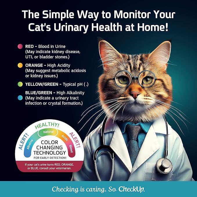 CheckUp Health Indicator Cat Litter – Color-Changing Non-Clumping Crystal Litter for Urinary Health Monitoring | Low Dust, Odor Control | 6lb Bag