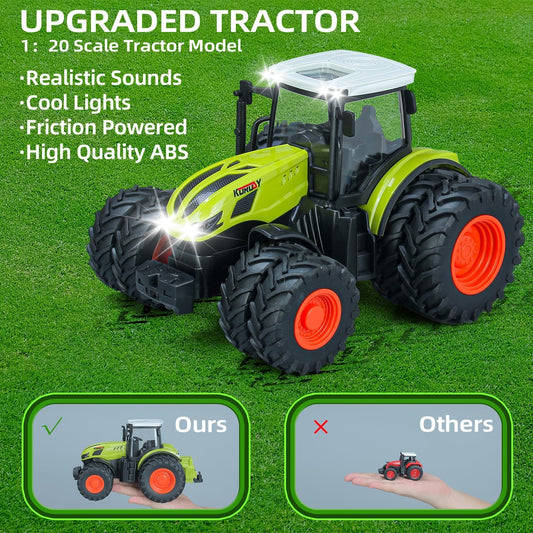 46Pcs Farm Toys, Tractor Toy w/Lights & Sound, Farm Animals Toys for 3 4 5 6 7 8+ Year Old Toddler Girls Boys Kid, Figures Farmer Vehicle Truck Fence Farm Playset Educational Learning Toys