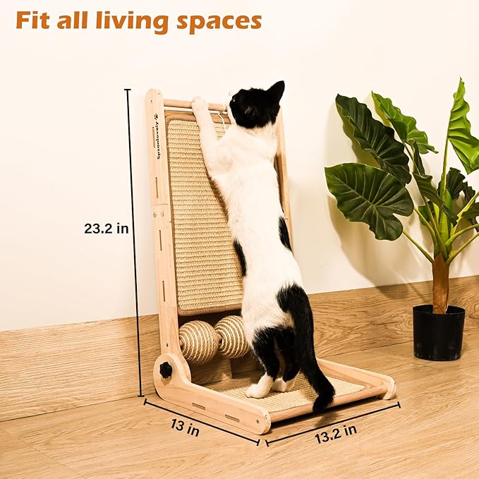 Adjustable Angle-Cat Scratcher, L Shape Cat Scratching Post，Cat Scratchers for Indoor Cats Scratch Pad with Natural Sisal，Cat Scratching Board Furniture Protector（27.5"X16.3"X6.3"）