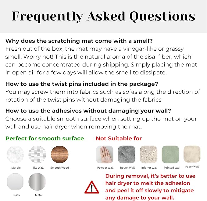 Sisal Cat Scratcher Post Mat (Use on Wall, Couch and Carpet), Durable and Shedding-Resistant Cat Scratching Surface - 21.7x13 inch with Hoop and Loop Adhesives, Twist Pins (Starry Night)