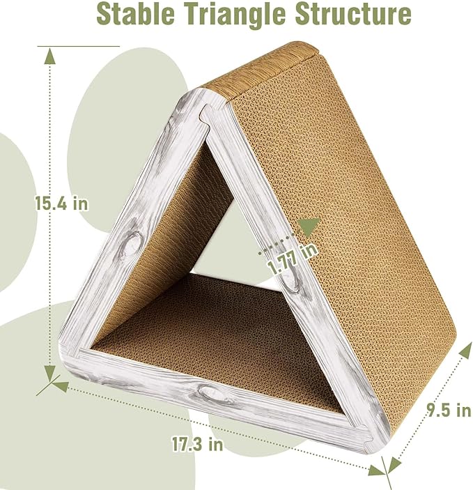 Foldable Cat Scratching Board Triangle Scratcher Cardboard Cat Scratch Pad 6 Usable Sides Cat Scratcher for Indoor Cat Vertical Cat Board Pads Cat Scratching Post
