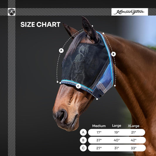 Kensington UViator CatchMask Horse Fly Mask with Web Trim UV Eye Protection Mask for Horse - Large, Imperial Jade
